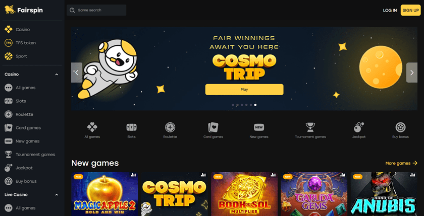 Fairspin Bitcoin casino site