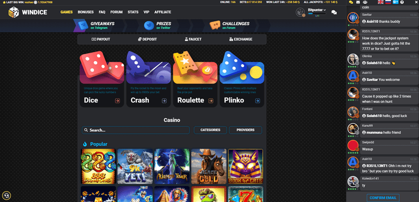 Windice.io Bitcoin casino site