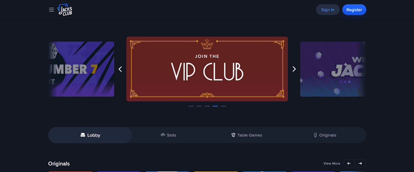 Jacks Club main page