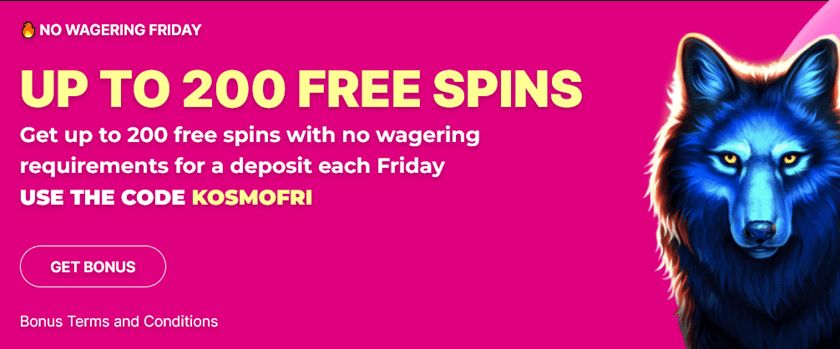 Kosmonaut Casino Friday Free Spin Promotion Offers 200 Free Spins