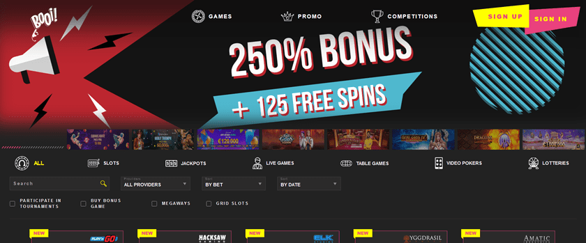 Booi Casino Main Page
