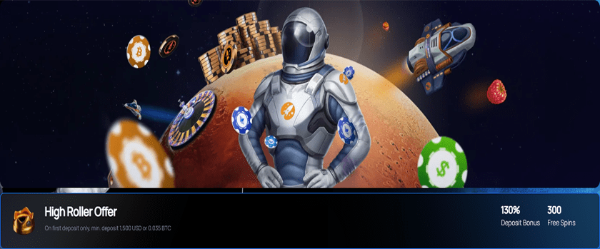 BitSpinCasino 130% High Rollers Deposit Bonus