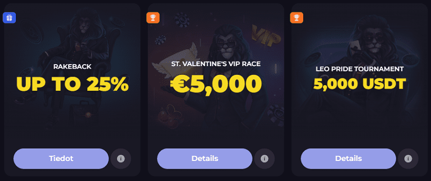 CryptoLeo Bonus Offers and Rakeback