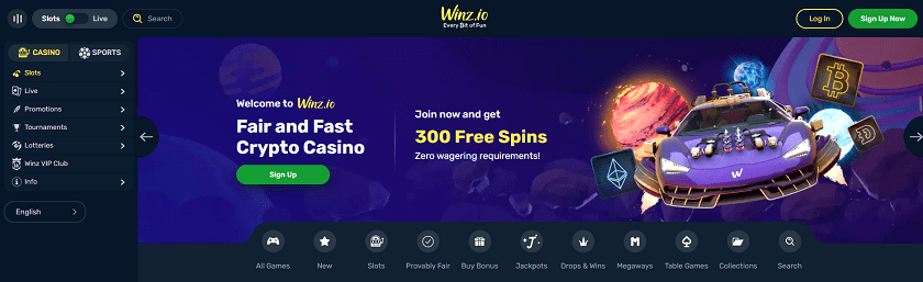 Winz.io is the second casino in our list of Best Bitcoin Casinos in Canada