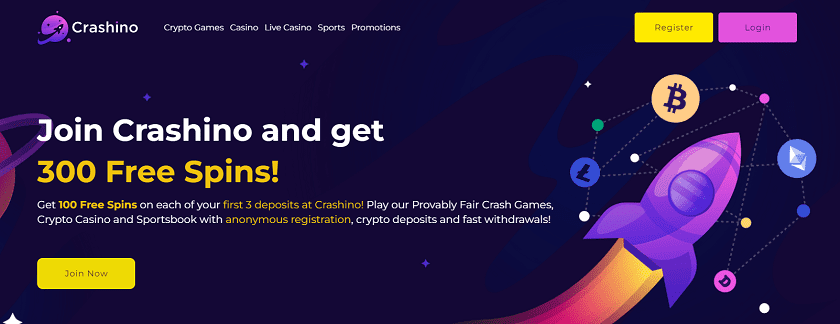 Crashino is the fifth casino in our list of Best Bitcoin Casinos in Canada