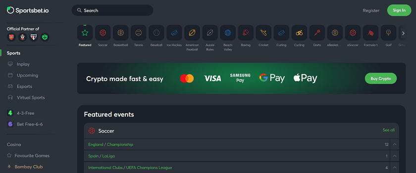 Sportsbet.io Bitcoin Casinos in India