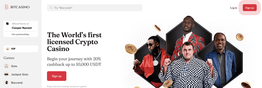 Bitcasino is the first casino in our list of Best Bitcoin Casinos in Canada