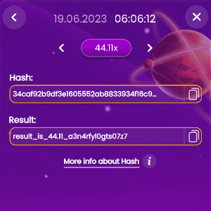 Spaceman Hash and Result Screen