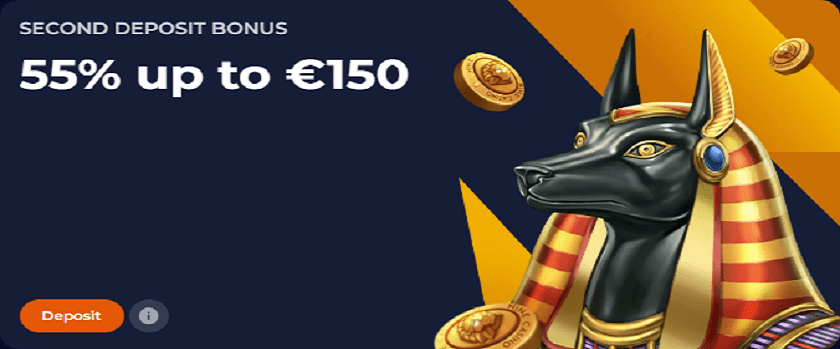 NineCasino 55% Second Deposit Bonus