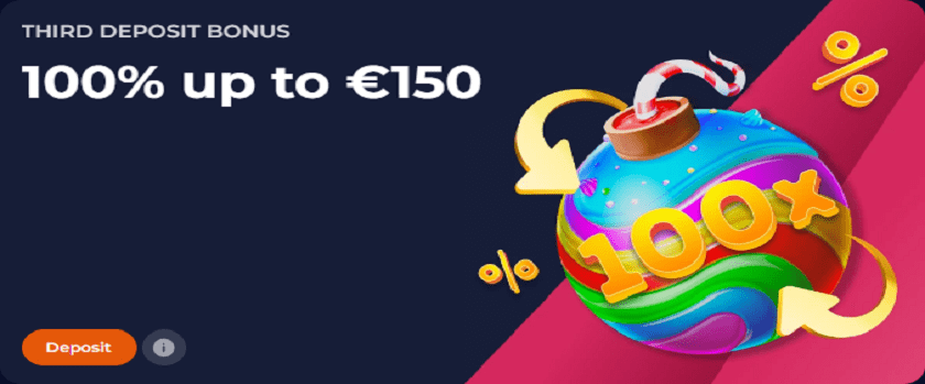 NineCasino 100% Third Deposit Bonus