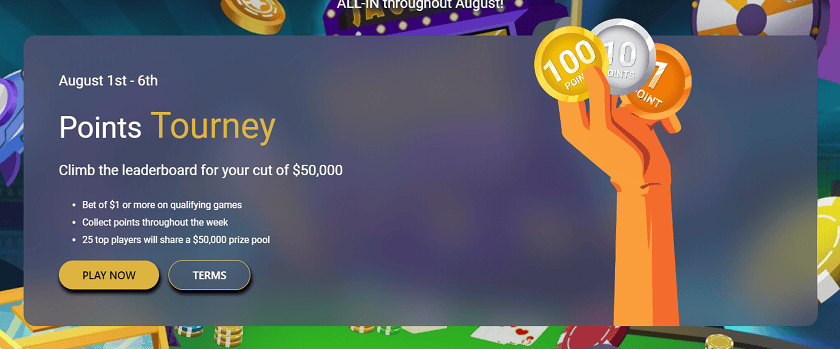 Roobet August Points Tourney with a $50,000 Prize Pool