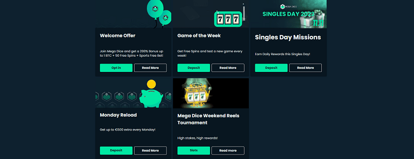 Megadice Bonus Offers and Free Spins