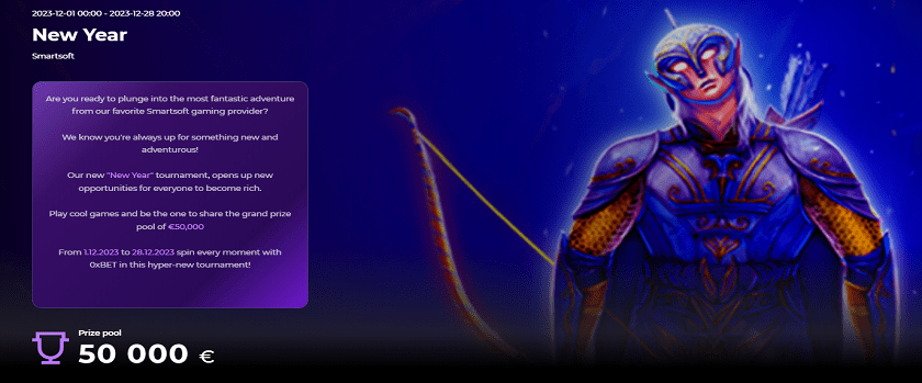 0x.bet Smartsoft's New Year Tournament €50,000 Prize Pool