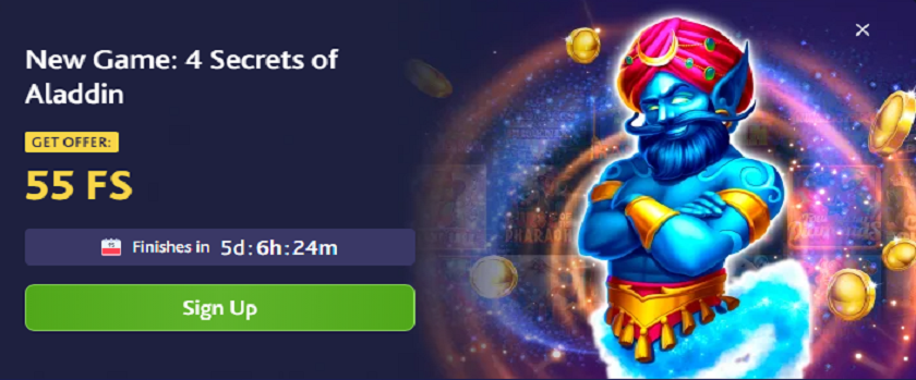 7BitCasino 4 Secrets of Aladdin 55 Free Spins Promotion