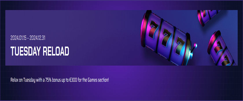 JackBit 75% Reload Bonus for Tuesdays