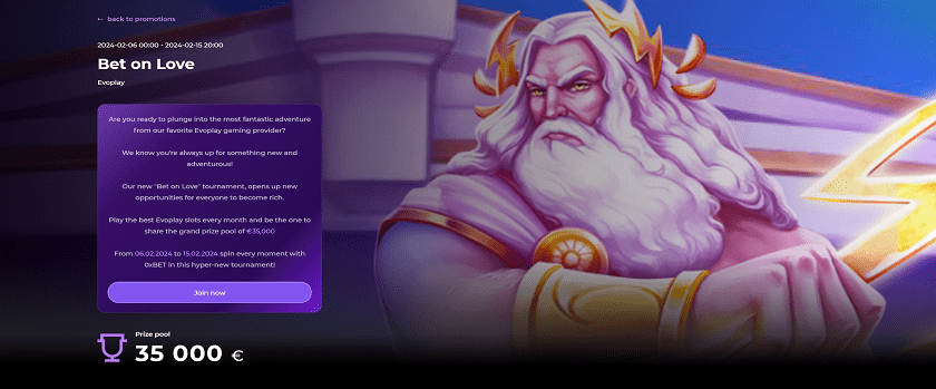 0x.bet Bet on Love Tournament €35,000 Prize Pool