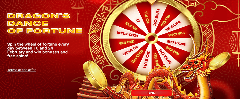 Megapari Dragon's Dance of Fortune - €100 Bonus Daily