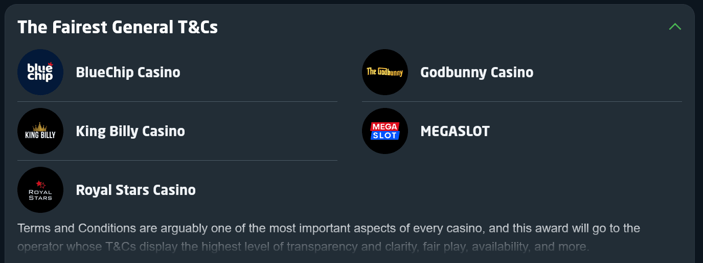 Casino.guru Awards nominees