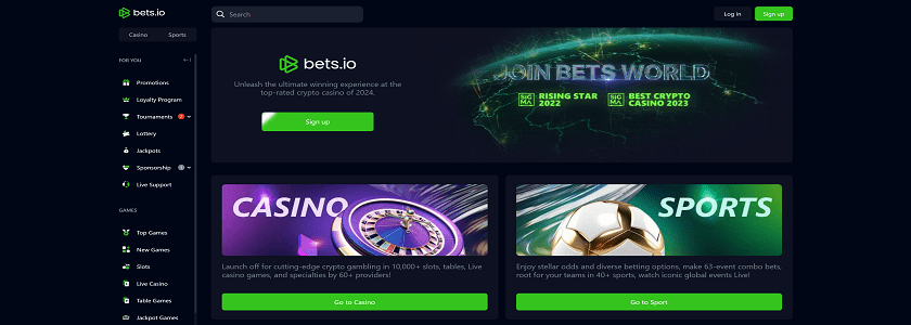 Bets.io Homepage