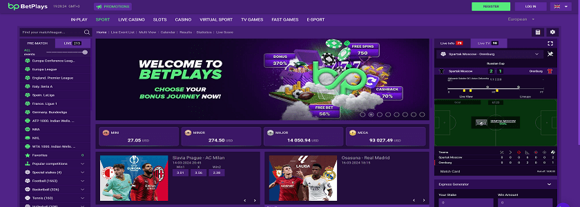 BetPlays Homepage