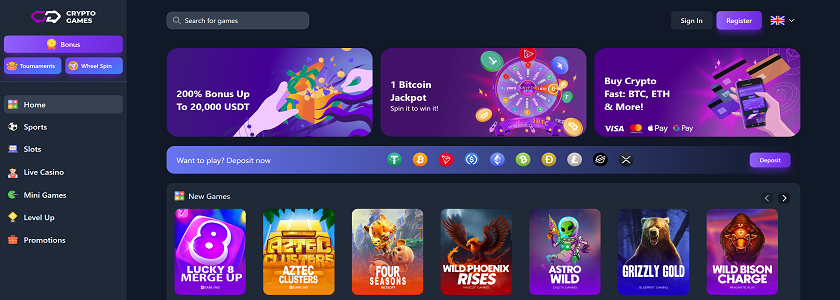 Crypto-Games.io Homepage