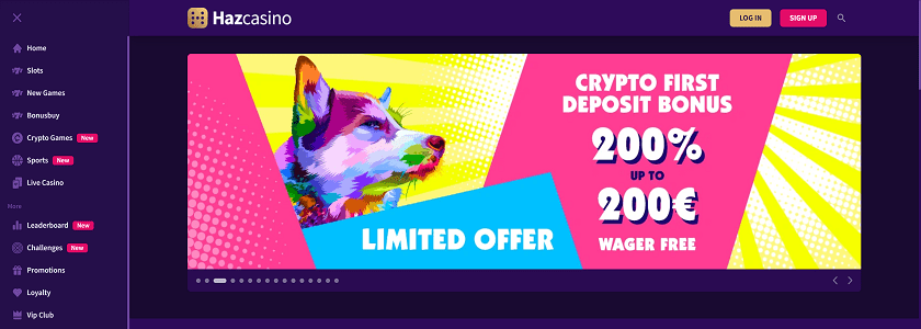 Haz Casino Homepage