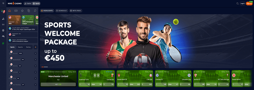 NineCasino Homepage