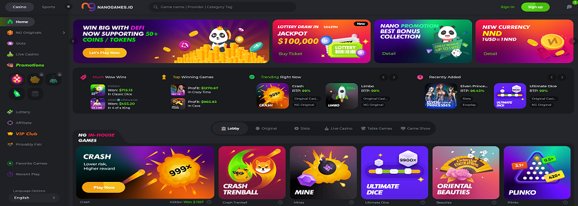 Nanogames.io Homepage