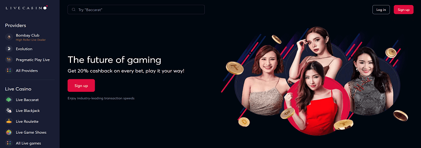 LiveCasino.io Homepage