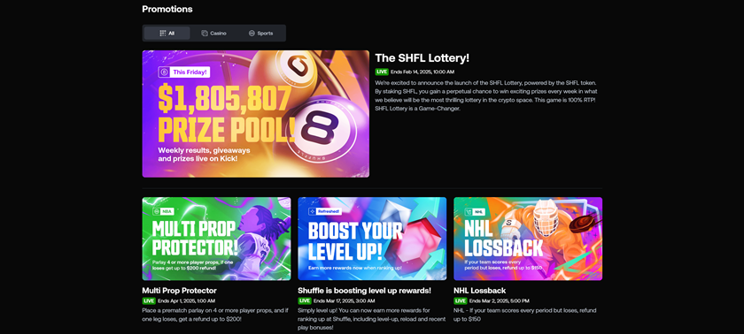 Shuffle Bonus Offers and Rakeback