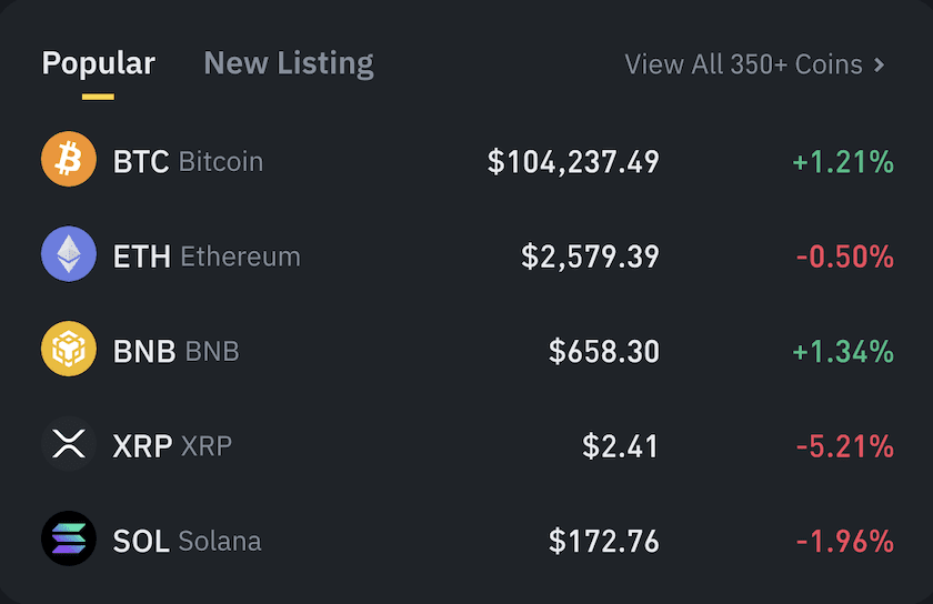 Binance Review Supported Cryptos