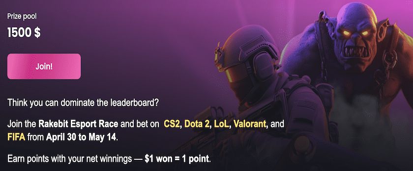 Rakebit Esports Bonus