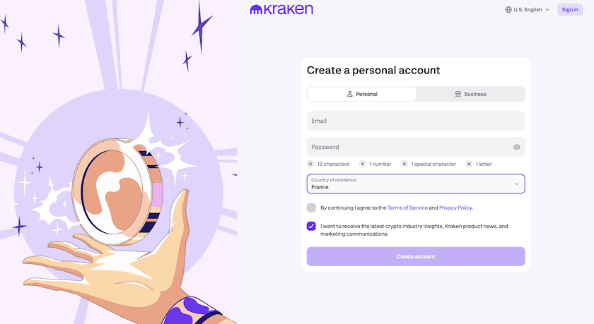 Kraken review Registration & KYC