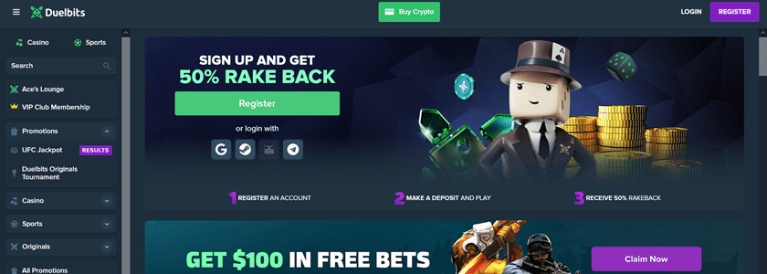 Duelbits main page