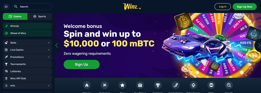 Winz.io main page