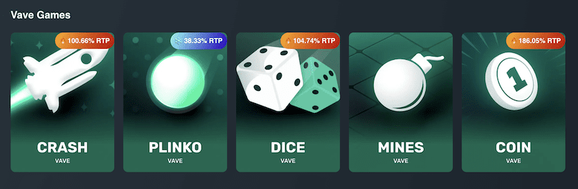 Provably Fair Games at Vave Casino