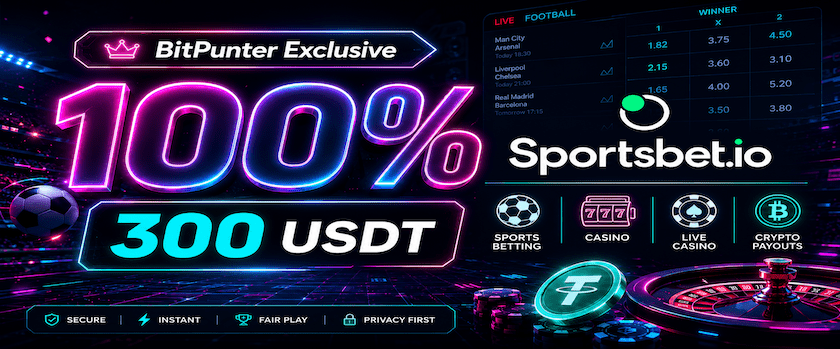 Sportsbet 100% BitPunter Bonus Up to 300 USDT